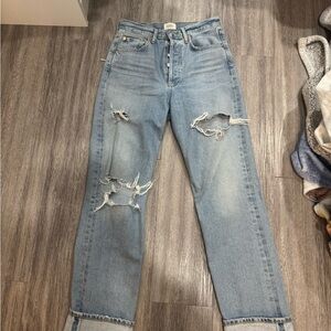 Citizens Of Humanity Light Blue Distressed Straight Leg Jeans